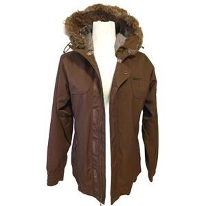SIMS Women's Size L Brown Faux Fur Hood Full Zip Ski/Snowboard Winter Jacket